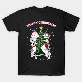 Kawaii Christmas Santa Cats T-Shirt